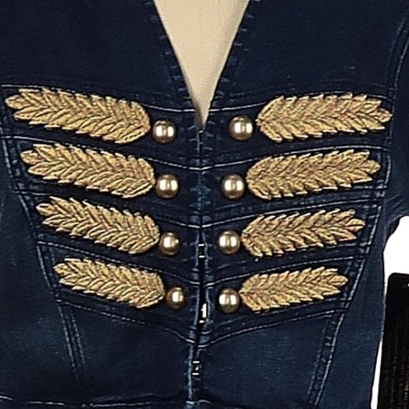 Denim military jacket by Bebe, sz small - Picture 4 of 6